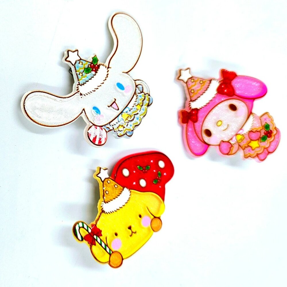 Sanrio Characters Christmas Barrettes Girl or Women's Hair Accessories NEW